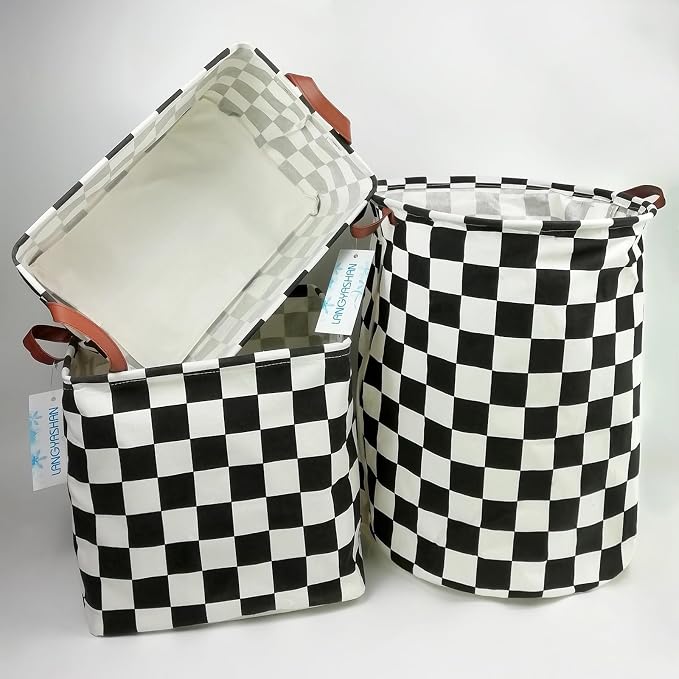 Square Racecar Storage Baskets Shelf Gift Toy Organizer Room Racing Flag | Laundry Hamper Collapse Canvas with Handles for Organizing Home Kitchen Children Toys Office Closet Shelves