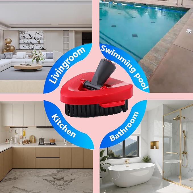 Mop Scrub Brush Replacement Head for Ocedar RinseClean 2 Tank System, 2 Shower Floor Scrubber Hard Bristle Cleaning Brush, 1 Spin Base for O Cedar RinseClean Spin Mop