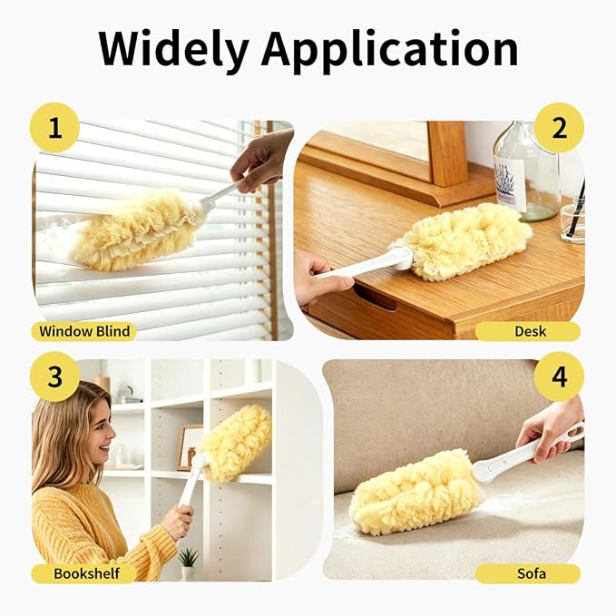 30 Count Yellow Duster Refills for Swiffer Duster Kit with 1 Handle | 2 Sided 360° Heavy Duty Duster, 5X Microfibers, Unscented Disposable Dusters for Cleaning Home, Office, Multi Surface