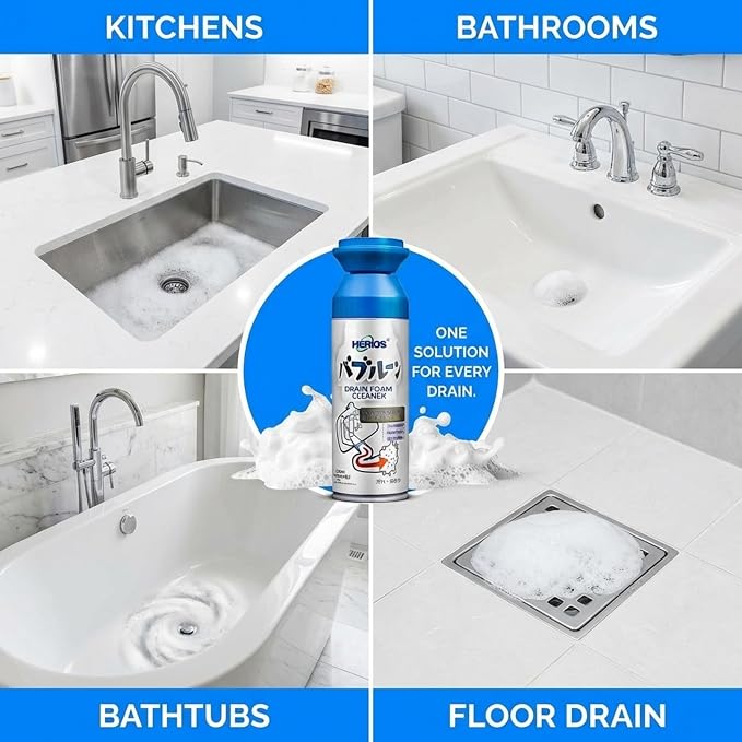 Foam Drain Cleaner - Foam Sink Cleaner In a Can - Drain Hair Clog Remover For Bathroom Sink - Cleaning Accessories - Bathroom Cleaning Supplies