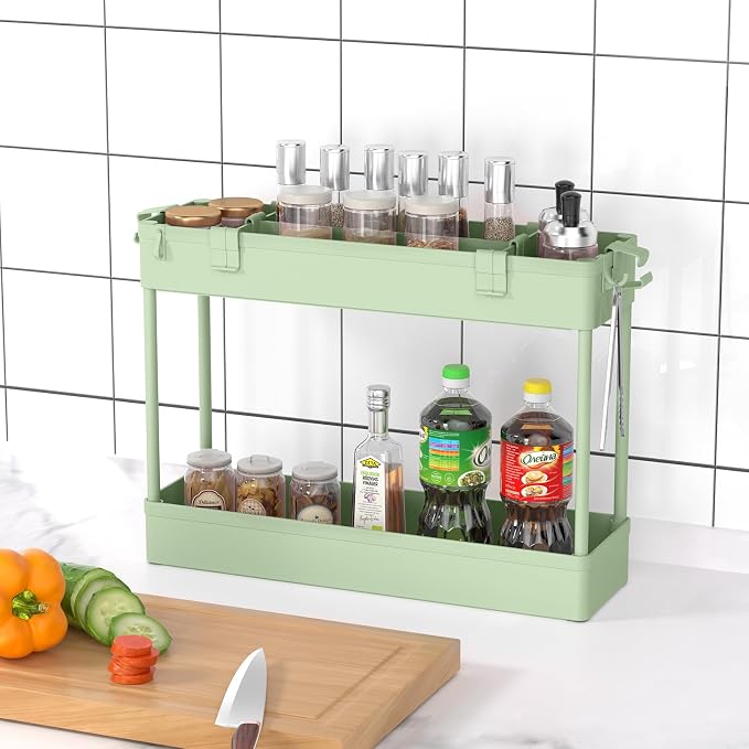 Slim Storage Cart 3 Tier,Bathroom Organizer Rolling Utility,Mobile Shelving Unit Slide Out for Office, Kitchen, Laundry Room & Narrow Places,Green