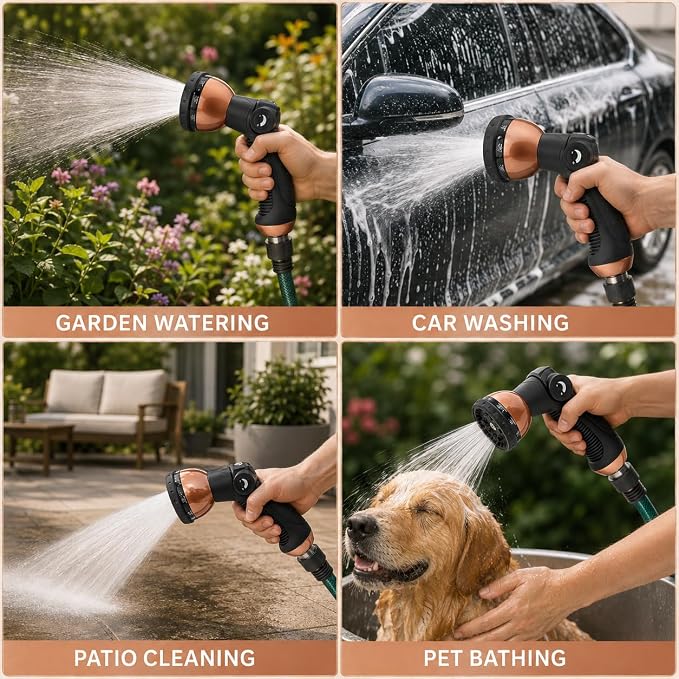 Heavy Duty Water Hose Sprayer Nozzle for Garden Hose | High Pressure Spray Nozzle Hose Attachment, Hand Sprayer Water Nozzle for Lawn & Garden Sprayers, Car Washing