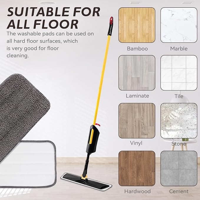 Replacement Mop Pads Fit for Rubbermaid Commercial 18" and 17" Mops - 10 Pack Wet & Dry Commercial Cleaning Reusable Refills Fit for Any Microfiber Flat Mop System 18" and 17" - Gray