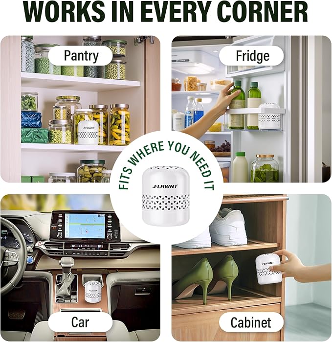 Fridge Deodorizer,Lasts Up to 10 Years,Stainless Steel,Ceramic White | Unbox and place in fridge; refrigerator deodorizer, fridge odor eliminator, no refills, baking soda fridge alternative