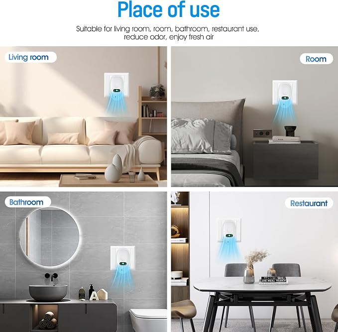 Air Ionizers for Home,4-Pack Negative Ion Air Purifiers | Odor Eliminators Quiet Plug-in for Bedroom, Office, Living Room Compact Freshener for Pet Smoke, and Kitchen Odor