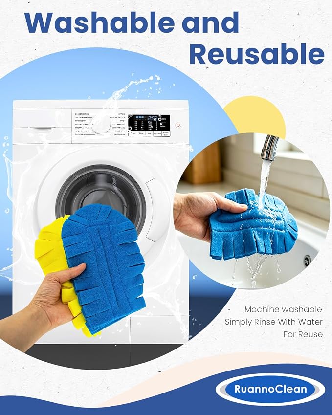 12 PCS Reusable Duster Refills Compatible with Swiffer Duster | Washable Fleece Duster Pads 360 Heavy Duty Duster Refills for Fan, Window, Furniture, Home Cleaning (Handle is Not Included)