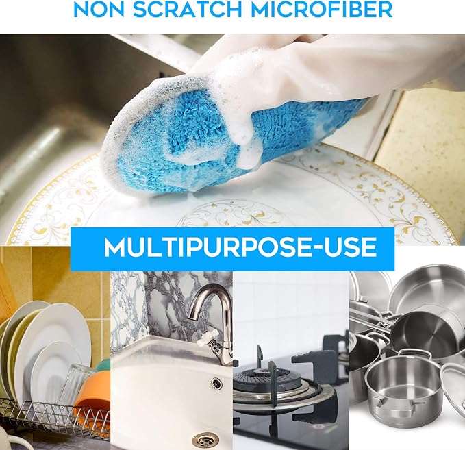 Dual Sided Multi-Purpose Sponges Kitchen,Non Scratch Dish Sponge for Washing Dishes Cleaning Kitchen,Rough Scrubbers for Non-Stick Cookware, Soft Microfiber Scrub for Dishes(Yellow,6Pack)