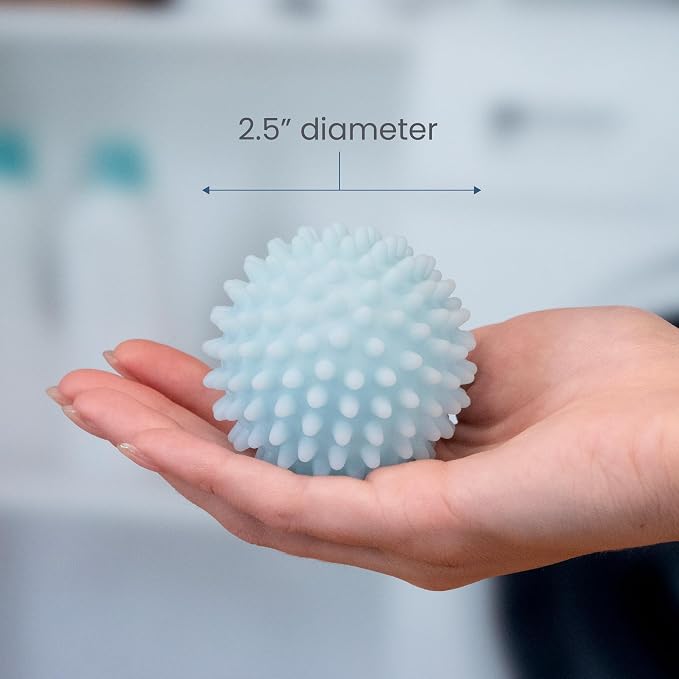 S&T INC. Reusable Plastic Dryer Balls, 4 Pack, 2.5" Diameter, Light Blue | Dryer Balls, Fabric Softener for Laundry, Reusable, Cut Down Dry Time, Replaces Dryer Sheets