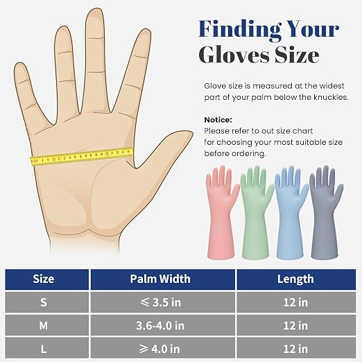 Rubber Kitchen Dishwashing Gloves - 3 Pairs Reusable Household Cleaning Gloves, Flexible and Durable & Non-slip Cleaning Gloves, Great for Kitchen, Bathroom, Laundry (Large, Pink+Blue+Grey)