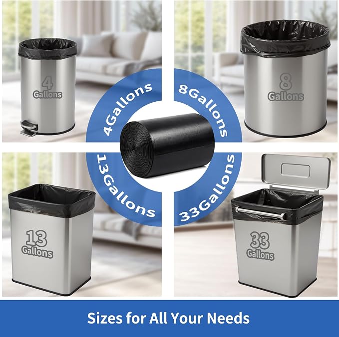 33gal Black Trash Bags,30ct 80x100cm Tear Resistant Tasteless | Kitchen Tall Reinforced Leakproof Garbage Bags