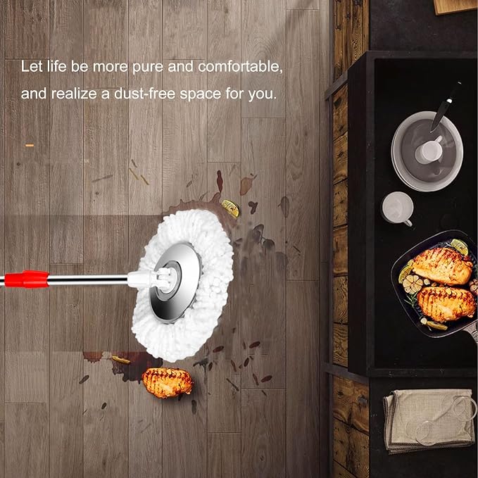 Spin Mop and Bucket with Wringer Set on Wheels, 3 Mop Heads, 61" Handle | 360° Spinning Mop Bucket System with 3 Microfiber Heads and 61" Stainless Steel Adjustable Handle for Floor Cleaning