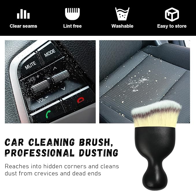 Ziciner Car Detailing Brush, Curved Soft Bristles Auto Removal Dust Collectors, Universal Vehicle Dashboard, Air Conditioner Vents etc Interior Cleaning Tool Accessories (Beige)