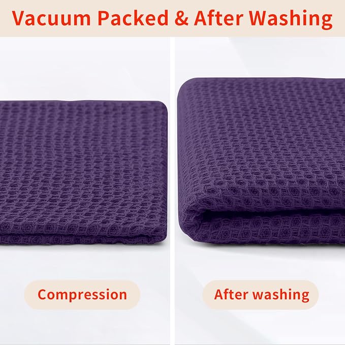 Homaxy 100% Cotton Waffle Weave Kitchen Dish Cloths 8-Pack, Eggplant | 12 x 12 Inches, Ultra Soft Absorbent Dish Towels, Quick Drying Dish Rags with Hanging Loop