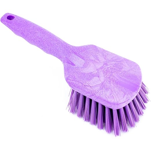 SPARTA 40541EC68 Plastic Scrub Brush, Utility Brush, Kitchen Brush with Hanging Hole for Cleaning, 8 Inches, Purple, (Pack of 6)