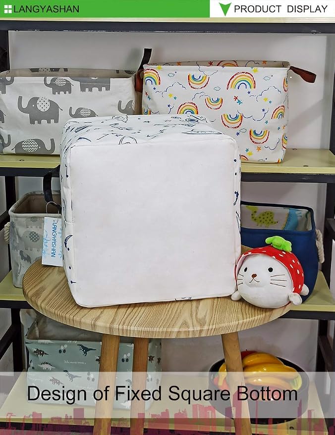 Square Storage Baskets Children Shelves Gift Toy Organizer Room Spaceship | Laundry Hamper Collapse Canvas with Handles for Organizing Home Kitchen Children Toys Office Closet Shelf