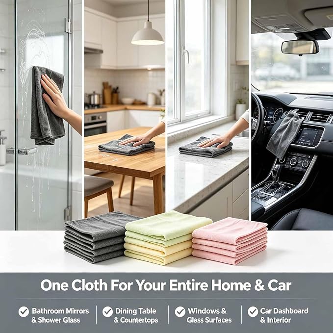 Yicengy 5 Pack Genie Magic Cleaning Cloth, XXL Microfiber Streak Free Magic Cloth, Reusable Lint Free Cleaning Towels for Glass, Stainless Steel, Washable Household Rags, Screens, Cars (Green)