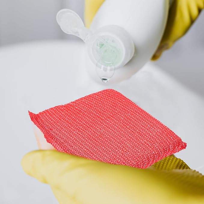 jojofuny 4 Pieces Kitchen Scrubber Sponges Non-Scratch Microfiber Cleaning Pads for Dishes and Hard Surfaces, Assorted Colors for Household Kitchen Cleaning