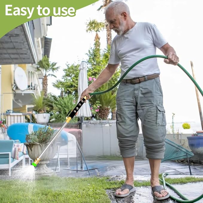 High Pressure Hose Nozzle for Garden Hose,Leak-Free Jet Wand with 5 Nozzles | Heavy Duty Brass Water Jet Nozzle for Car Wash, Patio, Driveway, Lawn & Garden Cleaning with Leak-Free Design