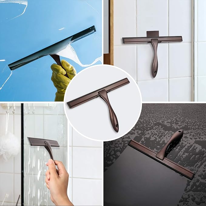 Hiware All-Purpose Shower Squeegee for Shower Doors, Bathroom, Window and Car Glass - Bronze, Stainless Steel, 14 Inches