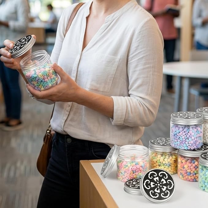 24PCS Scent Beads Container, Cover Set with Bottle Kits, Storage for Home and Laundry Areas, Lids and Bottle Combinations for Long-Lasting Use