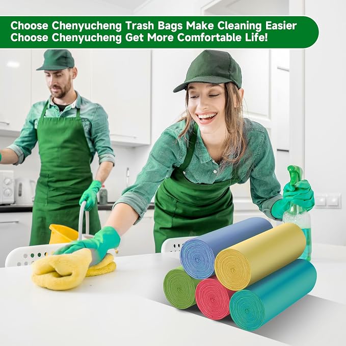 3 Gallon Compostable Bathroom Trash Bags - Mini Small Garbage Bags Colorful 100 Count 12 Liter Mini Waste Basket Liners For Kitchen Office Car Biodegradable Unscented Strong Thick Chenyucheng