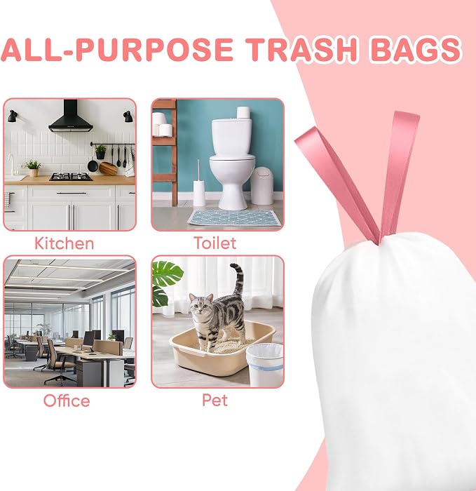 100Ct 4 Gallon Small Trash Bags, Cherry Blossom Garbage Bags, Scented Trash Bags, Odor Resistant with Drawstring