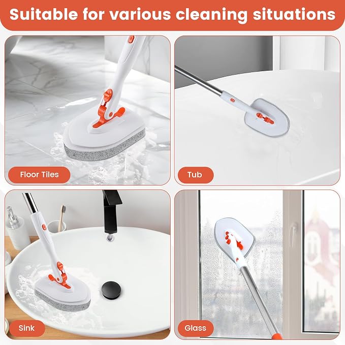 Wlich Scrubber Pad Refills 6 Pack, Scouring & Microfiber, 6.1 x 4.4 in | 4 Scouring + 2 Microfiber Pads, Reusable, Hook-And-Loop Fit, Non-Scratch On Tile, Tub, Sink, Glass, Marble