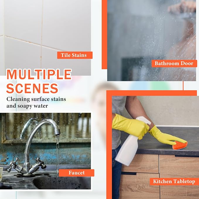 Baderke 4 Pcs Tub Tile Scrubber Cleaning Brush Pad (Without Handle), Orange | for Shower Bathroom Buildup Toilet Wall Floor, Brush Non-scratch Scouring Pads, Kitchen Sponges for Cleaning Home
