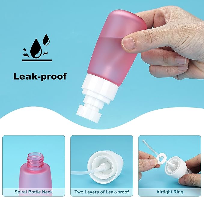 Fine Mist Travel Spray Bottles, 3-Pack,2.5oz/75ml | Twist Caps, Seal Rings, Textured Grip, Refillable, TSA-Compliant