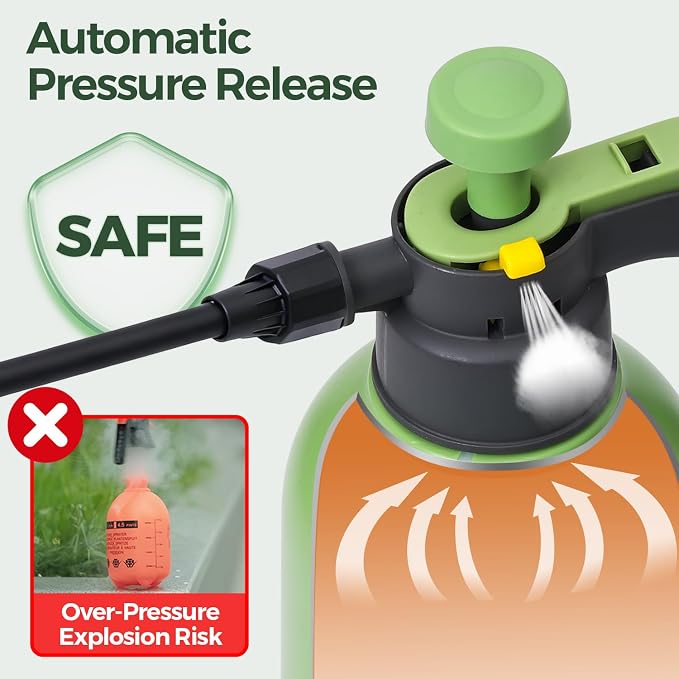 T4U Pump Sprayer 0.5 Gallon, Garden Spray Bottle with Flex Wand | Flexible long-reach nozzle for hanging baskets and hard-to-reach plants; hand pump for lawn care, cleaning and car detailing
