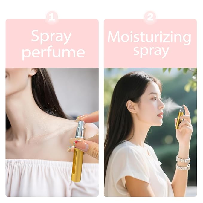 4 Pack Refillable Mini Perfume Atomizer Bottle,Portable Separate Bottles,Travel and Outings Spray Boxes Dispensers 5ml/0.2oz (Golden)