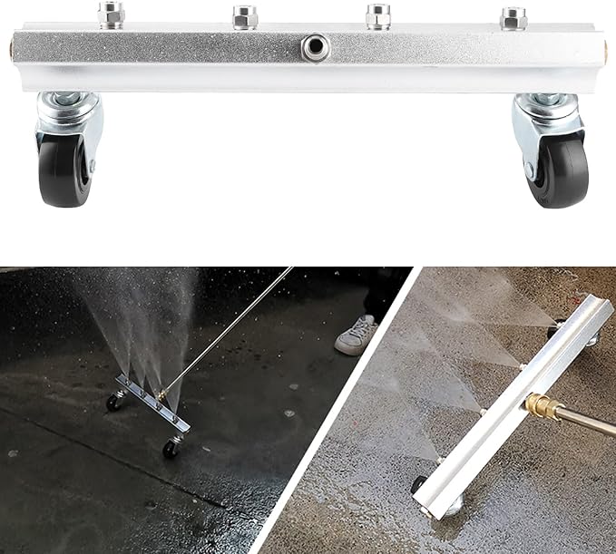 1/4 Inch Stainless Steel High Pressure Road Cleaning Nozzle, Pressure Washer Road Cleaner with 360° Rotating Rollers, Wide Spray Area for Driveways Decks Pools
