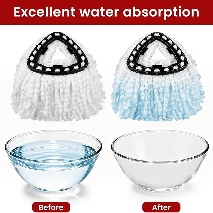 8 Pack Spin Mop Head Replacement for O-Ceda Easy Wring 1-Tank System, Microfiber Mop Refills, 360° Swivel, Deep Cleaning, Machine Washable & Easy to Replace (White)