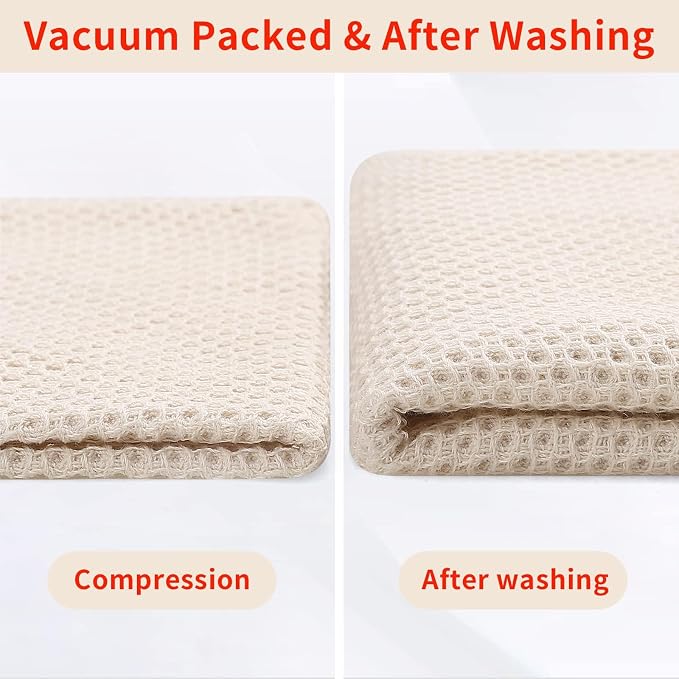 Homaxy 100% Cotton Oversized Waffle Weave Kitchen Towels 8-Pack, Beige | 20 x 28 Inches, Ultra Soft Absorbent Dish Towels, Quick Drying Large Cleaning Towels
