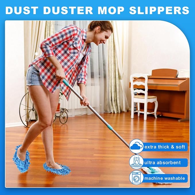 Mop Slippers Shoes, 5 Pairs (10 Pieces) Microfiber Shoe Covers | Floor Cleaning Tools Shoe Cover, Soft Machine Washable Reusable Microfiber Foot Socks for House Kitchen Office