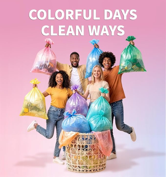 Small Trash Bags 4 Gallon, 0.86 Mil, Unscented, Purple, 150 Count | 15 Liter Garbage Bag, Plastic Waste Basket Can Liners, Durable, Leakproof, Tear Resistant, for Bathroom Office Car Bulk