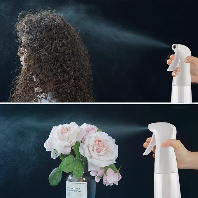 TANSHINE Continuous Spray Bottle for Hair 2 Pack,Fine Mist Water Hair Spray Bottles,Mister Spray Bottle,Refillable Plastic Sprayer for Hairstyling, Cleaning,Alcohol, Plants, Salons,6.8oz/200ml,Clear