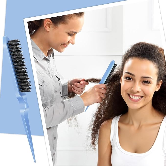 Hair Brush Set with Continuous Spray Bottle,Slick Back Hair Brush Back Brushing, Combing, Slicking Hair (Blue)