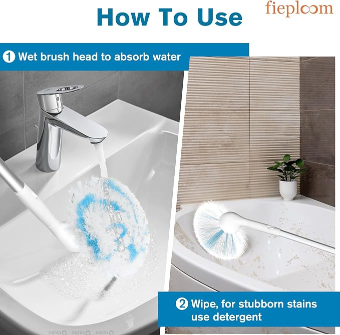 Non-Scratch Tub Tile Scrubber Brush, 48" Long Handle (1-Pack) | Soft Tub Mop, 2026 Version, All-in-One Adjustable Shower Brush for Bathtub, Bathroom, Sink, Faucet, and Wall Tile
