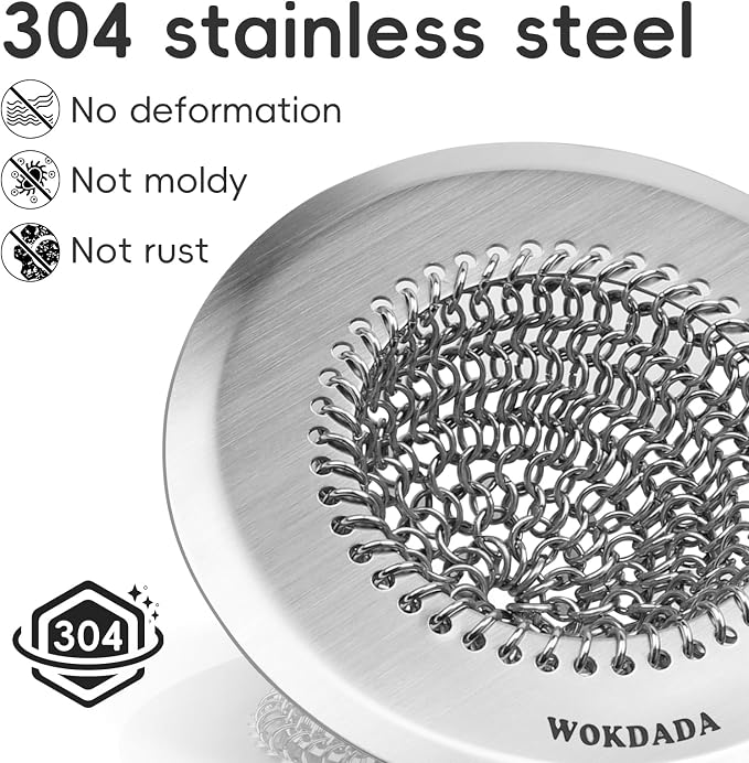 Kitchen Sink Drain Strainer Stopper,Patented Reversible Chain Mesh Basket | Kitchen Sink Accessories,Easy Clean,Fast Drainage,Rust-Proof,Odor-Blocking Seal,4.4" Large Capacity Food Catcher,Anti-Clog