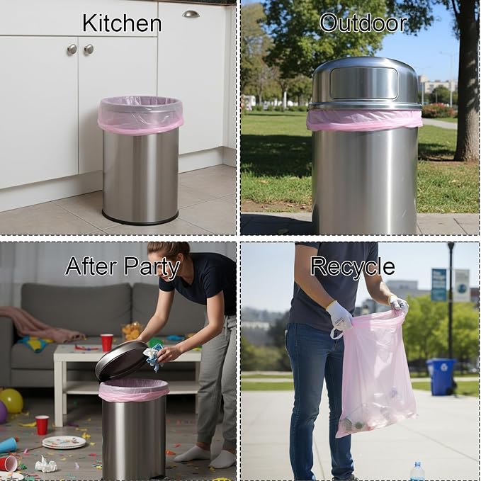 30 Gallon Drawstring Trash Bags,Extra Thick, 30 Count (Pink) | Heavy Duty Garbage Bags,Tear & Leak Resistant, for Kitchen, Office, Home, Hospital, Large Bins