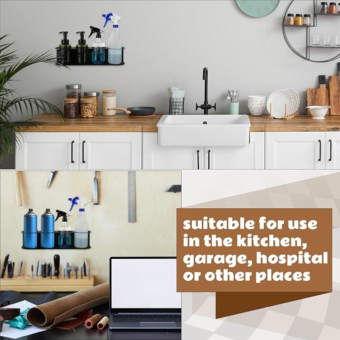 Therwen 2 Pcs 4 Holes All Purpose Steel Spray Bottle Holder Heavy Duty Can Holder Rack Organizer Easy Install Wall Mount Paint Spray Bottle Organizer Storage Rack for Garage Home Workspace(Black)