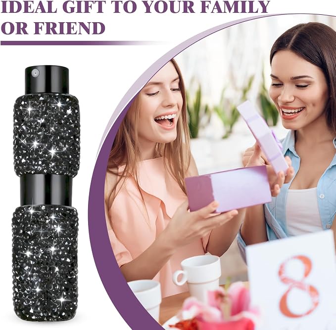Portable 8ML Cologne Luxury Perfume Travel Refillable Bottle, Travel Size Perfume Refill Atomizer Bottle,Mini Spray Bottle Empty for Refill(Black 2PCS)
