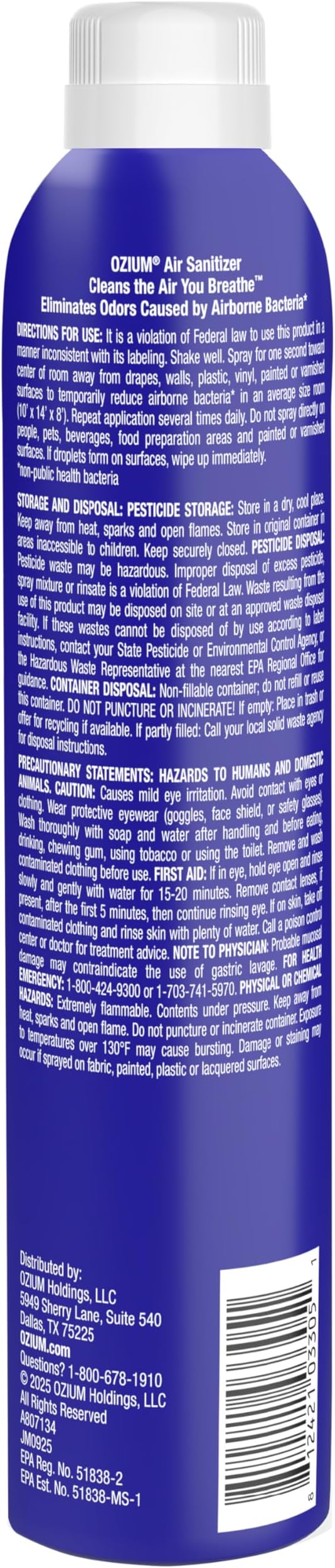 Ozium 8 Oz. Air Sanitizer & Odor Eliminator Spray | Room Odor Eliminator for Home, Car, and Office, Citrus Scent, 6 Pack