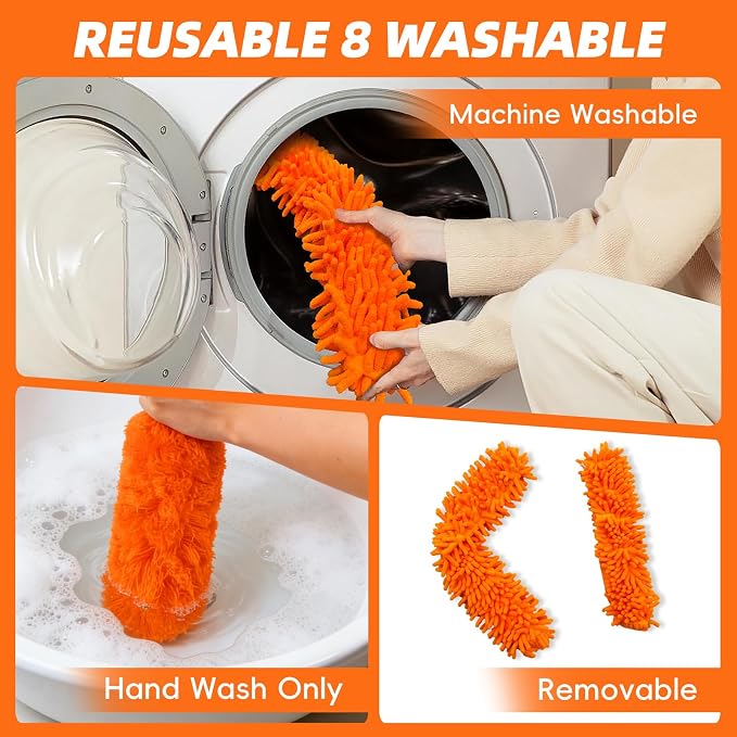 32 Foot High Dusters for Cleaning with 6-24 Foot Heavy Duty Extension Pole | High Reach Duster, Extendable Reusable Cobweb, Feather, Ceiling Fan Cleaner Duster, Window Squeegee Kit