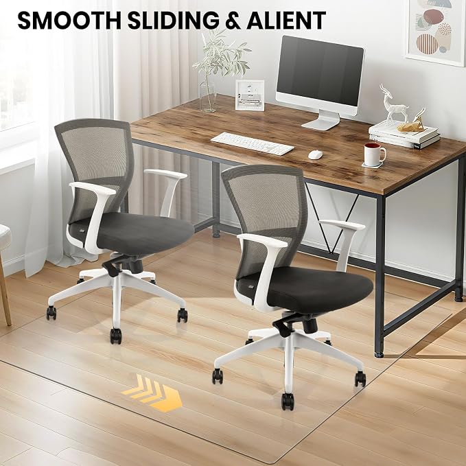 Clear Office Chair Mat for Hardwood Floor, 48 x 72 in Desk Floor Protector | Heavy Duty Plastic Floor Mat, Smooth Rolling, Easy to Clean, Protects Wood & Tile Floors, Ideal for Computer & Gaming Chairs