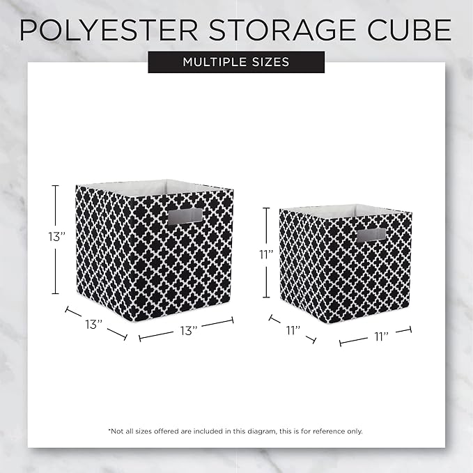 DII Woven Polyester Storage Bin, Polka Dot, White & Gold, Large Set of 2