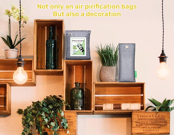 Activated Charcoal Odor Absorber Deodorizer Odor Eliminator for Strong Odor | Home, Basement, Closets, Shoes, Smoke, Car Air Freshener. 2 Pack Nature Bamboo Charcoal Air Purifying Bags