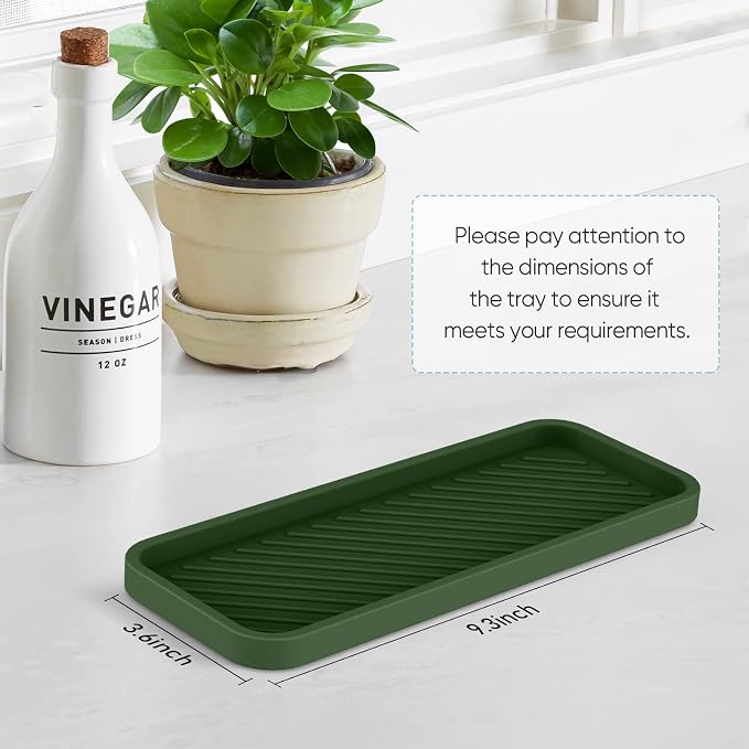 Kitchen Silicone Sink Organizer Tray, Sponge Holder for Sink Caddy(Green) | Silicone Soap/Sink/Drip Tray, Kitchen Sink Organizer, Small Mats for Counter, Soap Dish Tray, Dishwashing Accessories