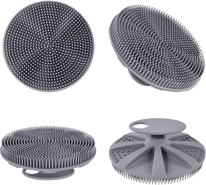 INNERNEED Food-Grade Soft Silicone Body Scrubber Shower Brush, Pack of 4 | Handheld Cleansing Skin Brush, Gentle Exfoliating and Lather Well, Hygienic Bath Scrub for Women, Men